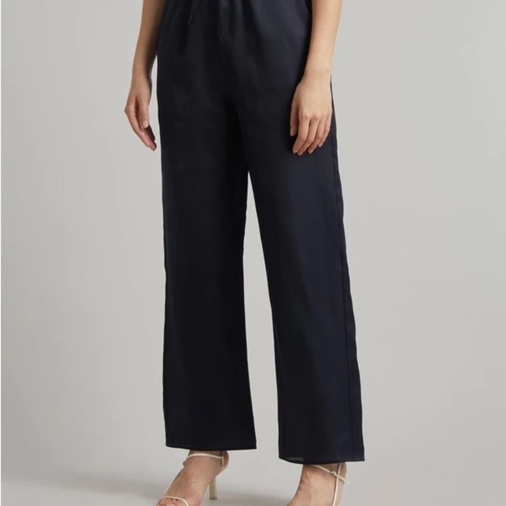 Toteme 100% Silk Organza Black Wide-Leg Pants in Night Out